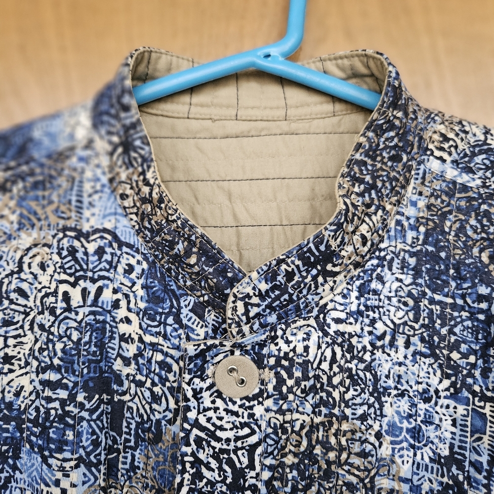 Blue Patterned Quilted Fully Reversible Jacket - image 3